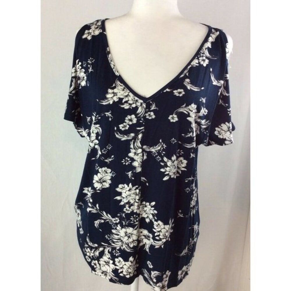 Lemon Tart Amya Cold Shoulder Flower Black White Multicolored Shirt‎